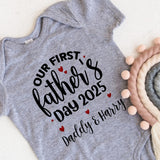 Matching First Fathers Day T Shirt and Babygrow Baby Vest - Our First Fathers Day Gift For Dad - Matching Design for Dad and Baby NB037