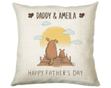 Fathers Day Gift from Son Daughter - Personalised Dog Design Scatter Cushion Matching Daddy Mug Coaster Gift Bundle Gifts for Dad FD006