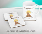 Fathers Day Gift from Son Daughter - Personalised Dog Design Scatter Cushion Matching Daddy Mug Coaster Gift Bundle Gifts for Dad FD006