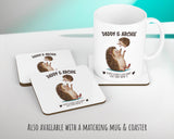 Fathers Day Gift from Son Daughter - Personalised Hedgehog Design Scatter Cushion Matching Daddy Mug Coaster Gift Bundle Gifts for Dad FD008