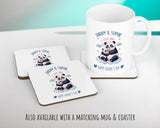 Fathers Day Gift from Son Daughter - Personalised Panda Design Scatter Cushion Matching Daddy Mug Coaster Gift Bundle Gifts for Dad FD009