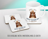 Fathers Day Gift from Son Daughter - Personalised Papa Bear Design Scatter Cushion Matching Daddy Mug Coaster Gift Bundle Gift for Dad FD011