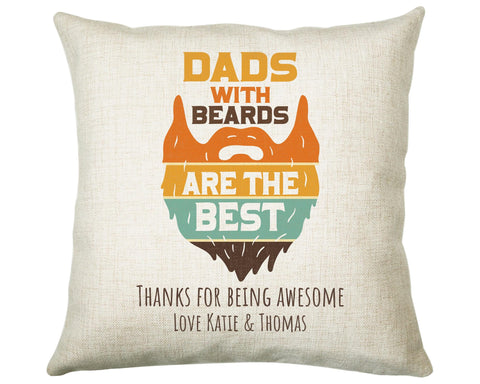 Fathers Day Golf Gift from Son Daughter - Personalised Dads With Beards Design Scatter Cushion Matching Daddy Mug Coaster Gift for Dad FD018