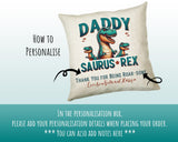 Fathers Day Gift from Son Daughter - Personalised Dinosaur Daddy Design Cushion Matching Daddy Mug Coaster Gift Bundle Gifts for Dad FD019