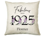 100th Birthday Gift for Women - Personalised 1925 Birthday Cushion Age 100 Gift for Her - Ladies Floral Design Mum Nan Gran Hundred BNP100C