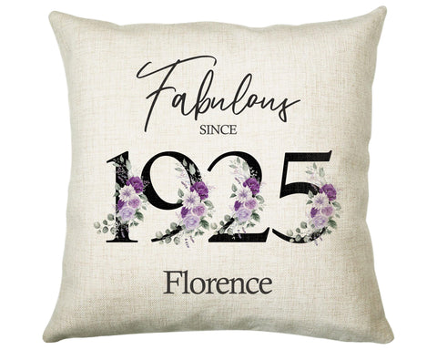 100th Birthday Gift for Women - Personalised 1925 Birthday Cushion Age 100 Gift for Her - Ladies Floral Design Mum Nan Gran Hundred BNP100C