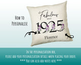100th Birthday Gift for Women - Personalised 1925 Birthday Cushion Age 100 Gift for Her - Ladies Floral Design Mum Nan Gran Hundred BNP100C