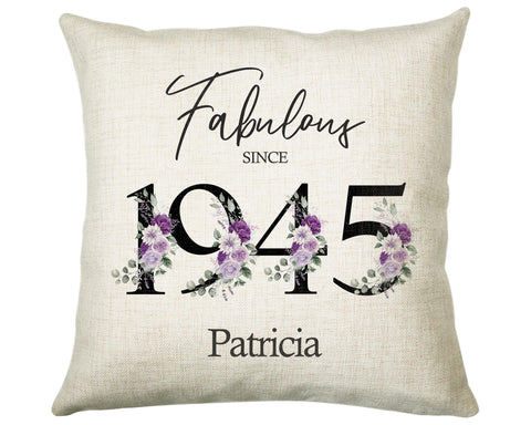 80th Birthday Gift for Women - Personalised 1945 Birthday Cushion Age 80 Gift for Her - Ladies Floral Age Design Mum Nan Gran Eighty BNP80C