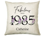 40th Birthday Gift for Women - Personalised 1985 Birthday Cushion Age 40 Gift for Her Ladies Floral Design Mum Daughter Sister Forty BNP40C