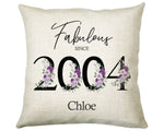 21st Birthday Gift for Women - Personalised 2004 Birthday Cushion Age 21 Gift for Her Lady Floral Design Daughter Sister Twenty One BNP21C
