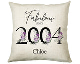 21st Birthday Gift for Women - Personalised 2004 Birthday Cushion Age 21 Gift for Her Lady Floral Design Daughter Sister Twenty One BNP21C