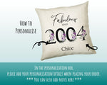 21st Birthday Gift for Women - Personalised 2004 Birthday Cushion Age 21 Gift for Her Lady Floral Design Daughter Sister Twenty One BNP21C
