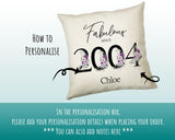 21st Birthday Gift for Women - Personalised 2004 Birthday Cushion Age 21 Gift for Her Lady Floral Design Daughter Sister Twenty One BNP21C