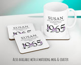 60th Birthday Gift for Women - Personalised 1965 Birthday Cushion Age 60 Gift for Her - Ladies Floral Age Design Mum Nan Gran Sixty BNQ60C