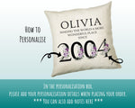 21st Birthday Gift for Women - Personalised 2004 Birthday Cushion Age 21 Gift for Her Lady Floral Design Daughter Sister Twenty One BNQ21C