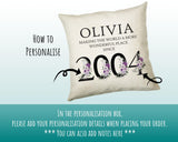 21st Birthday Gift for Women - Personalised 2004 Birthday Cushion Age 21 Gift for Her Lady Floral Design Daughter Sister Twenty One BNQ21C