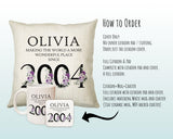 21st Birthday Gift for Women - Personalised 2004 Birthday Cushion Age 21 Gift for Her Lady Floral Design Daughter Sister Twenty One BNQ21C