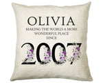 18th Birthday Gift for Women - Personalised 2007 Birthday Cushion Age 18 Gift for Her Ladies Floral Design Daughter Sister Eighteen BNQ18C
