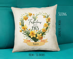 60th Birthday Gift for Women - Personalised 1965 Birthday Cushion Age 60 Gift for Her Floral Daffodil Age Design Mum Nan Gran Sixty BNS60C