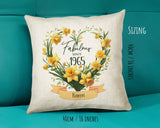 60th Birthday Gift for Women - Personalised 1965 Birthday Cushion Age 60 Gift for Her Floral Daffodil Age Design Mum Nan Gran Sixty BNS60C