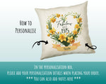 50th Birthday Gift for Women - Personalised 1975 Birthday Cushion Age 50 Gift for Her Floral Daffodil Design Mum Nan Sister Fifty BNS50C