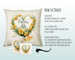 50th Birthday Gift for Women - Personalised 1975 Birthday Cushion Age 50 Gift for Her Floral Daffodil Design Mum Nan Sister Fifty BNS50C