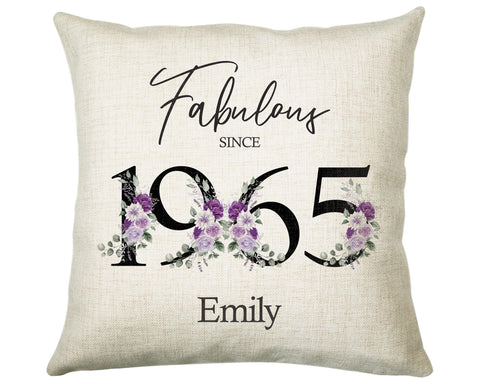 60th Birthday Gift for Women - Personalised 1965 Birthday Cushion Age 60 Gift for Her - Ladies Floral Age Design Mum Nan Gran Sixty BNP60C