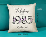 40th Birthday Gift for Women - Personalised 1985 Birthday Cushion Age 40 Gift for Her Ladies Floral Design Mum Daughter Sister Forty BNP40C