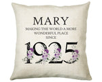 100th Birthday Gift for Women - Personalised 1925 Birthday Cushion Age 100 Gift for Her - Ladies Floral Design Mum Nan Gran Hundred BNQ100C
