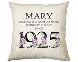 100th Birthday Gift for Women - Personalised 1925 Birthday Cushion Age 100 Gift for Her - Ladies Floral Design Mum Nan Gran Hundred BNQ100C