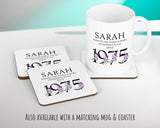 50th Birthday Gift for Women - Personalised 1975 Birthday Cushion Age 50 Gift for Her - Ladies Floral Design Mum Nan Sister Fifty BNQ50C