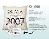 18th Birthday Gift for Women - Personalised 2007 Birthday Cushion Age 18 Gift for Her Ladies Floral Design Daughter Sister Eighteen BNQ18C