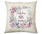 100th Birthday Gift for Women - Personalised 1925 Birthday Cushion Age 100 Gift for Her - Ladies Floral Design Mum Nan Gran Hundred BNR100C