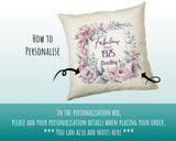 100th Birthday Gift for Women - Personalised 1925 Birthday Cushion Age 100 Gift for Her - Ladies Floral Design Mum Nan Gran Hundred BNR100C