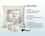 100th Birthday Gift for Women - Personalised 1925 Birthday Cushion Age 100 Gift for Her - Ladies Floral Design Mum Nan Gran Hundred BNR100C
