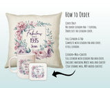 90th Birthday Gift for Women - Personalised 1935 Birthday Cushion Age 90 Gift for Her - Ladies Floral Age Design Mum Nan Gran Ninety BNR90C