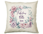 90th Birthday Gift for Women - Personalised 1935 Birthday Cushion Age 90 Gift for Her - Ladies Floral Age Design Mum Nan Gran Ninety BNR90C