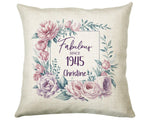 80th Birthday Gift for Women - Personalised 1945 Birthday Cushion Age 80 Gift for Her - Ladies Floral Age Design Mum Nan Gran Eighty BNR80C