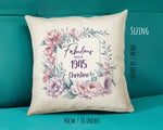 80th Birthday Gift for Women - Personalised 1945 Birthday Cushion Age 80 Gift for Her - Ladies Floral Age Design Mum Nan Gran Eighty BNR80C