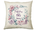 60th Birthday Gift for Women - Personalised 1965 Birthday Cushion Age 60 Gift for Her - Ladies Floral Age Design Mum Nan Gran Sixty BNR60C