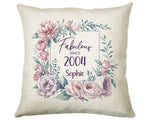 21st Birthday Gift for Women - Personalised 2004 Birthday Cushion Age 21 Gift for Her Lady Floral Design Daughter Sister Twenty One BNR21C