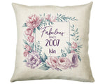 18th Birthday Gift for Women - Personalised 2007 Birthday Cushion Age 18 Gift for Her Ladies Floral Design Daughter Sister Eighteen BNR18C