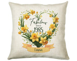 40th Birthday Gift for Women - Personalised 1985 Birthday Cushion Age 40 Gift for Her Floral Daffodil Design Mum Daughter Forty BNS40C