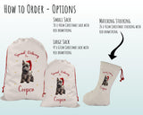 Personalised Scottish Terrier Large Christmas Sack - Red Drawstring Bag Stocking for Xmas Presents - Christmas Eve Bag Box for Dogs XS145