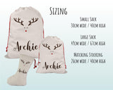 Personalised Large Christmas Rudolph Sack Name Xmas Stocking Gift Stocking Reindeer Sack Red Drawstring Christmas Decoration SK003