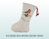 Personalised Large Christmas Robin Sack Name Xmas Stocking Gift Stocking Custom Named Sack Red Drawstring Christmas Decoration SK007