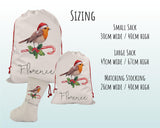 Personalised Large Christmas Robin Sack Name Xmas Stocking Gift Stocking Custom Named Sack Red Drawstring Christmas Decoration SK007