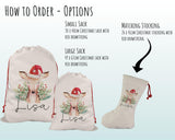Personalised Large Christmas Reindeer Sack Name Xmas Stocking Gift Stocking Sack Red Drawstring Christmas Decoration SK009