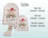 Personalised Large Christmas Reindeer Sack Name Xmas Stocking Gift Stocking Sack Red Drawstring Christmas Decoration SK009