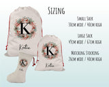 Personalised Large Initial Sack Name Xmas Stocking Gift Stocking Custom Named Sack Red Drawstring Christmas Decoration SK010